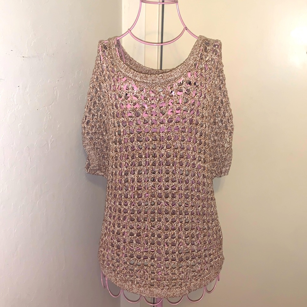 New York & Company Tan S/S Sweater-   Medium